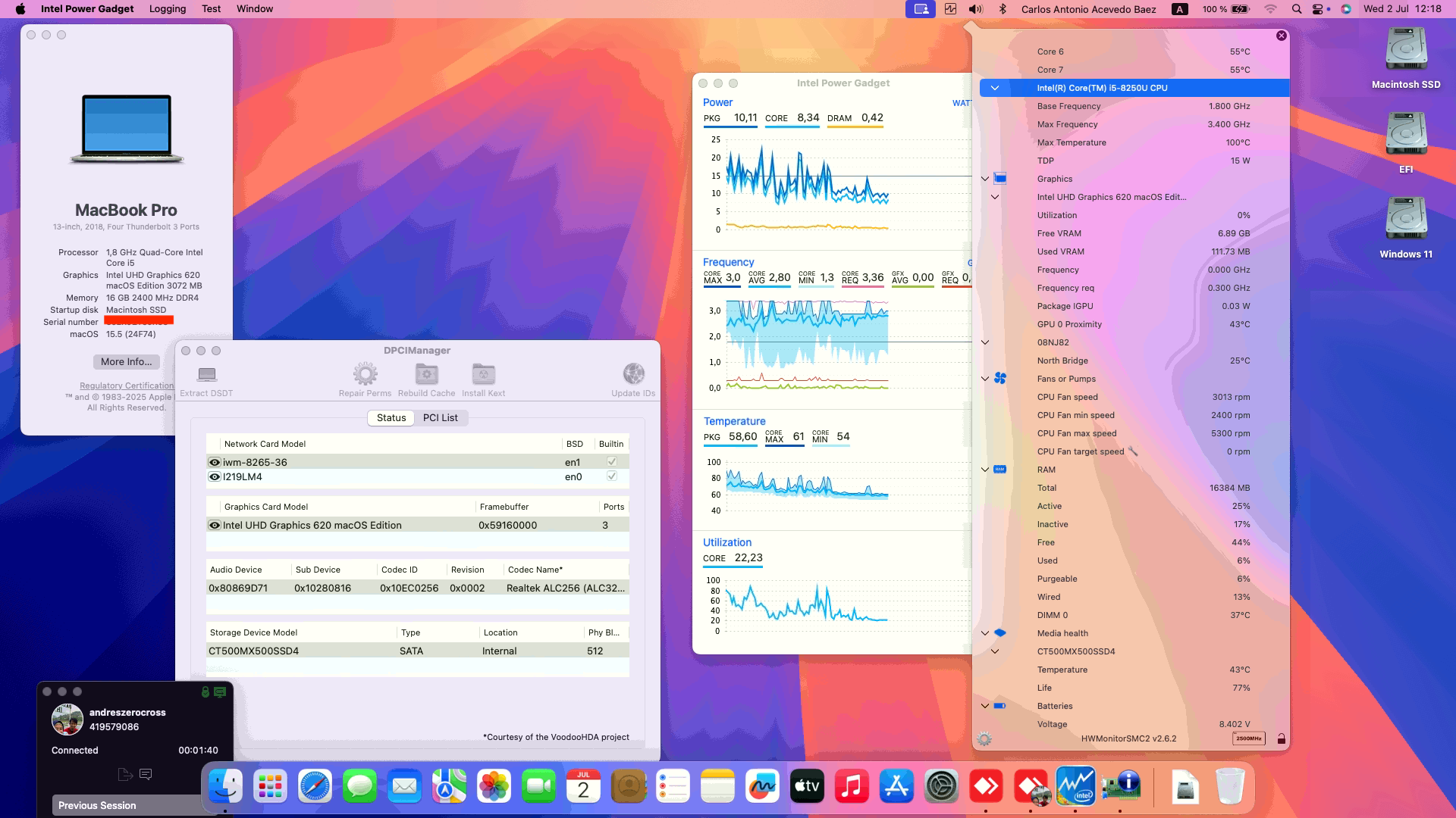 Success Hackintosh macOS Sequoia 15.5 Build 24F74 in Dell Latitude 5490